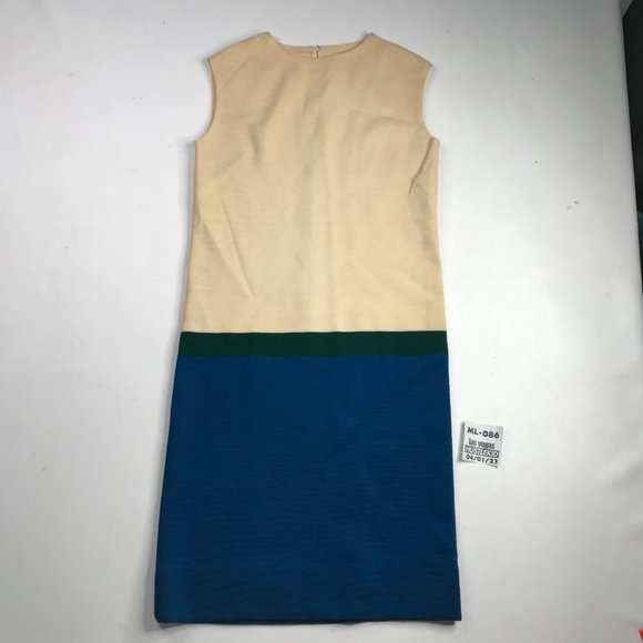 Vintage Retro 60s 70s 100% Wool Knit Wrap Around Women Tunic Dress Blue Size 11 - Picture 2 of 8